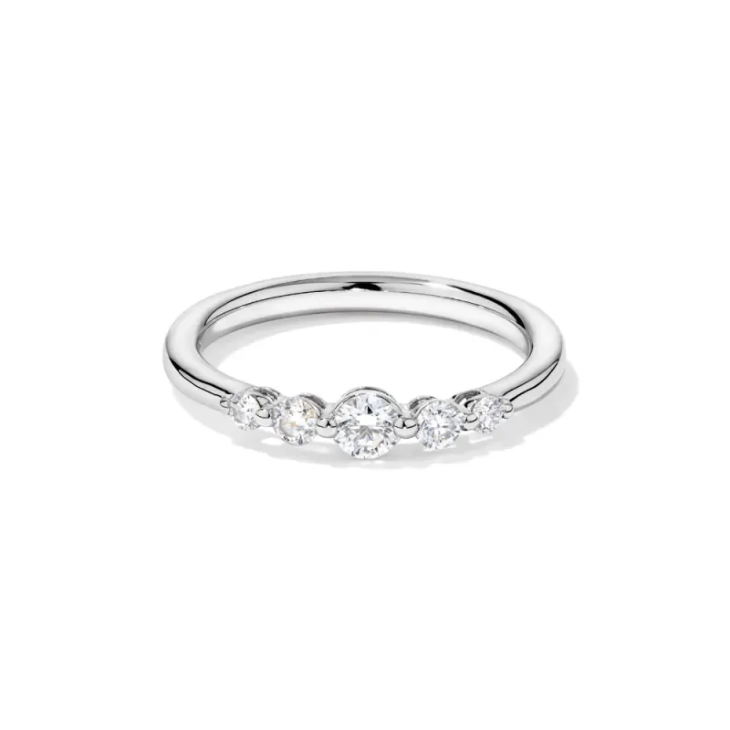 Five Stone Ring with 0.31tw of Laboratory-Grown Diamonds in Sterling Silver and Platinum
