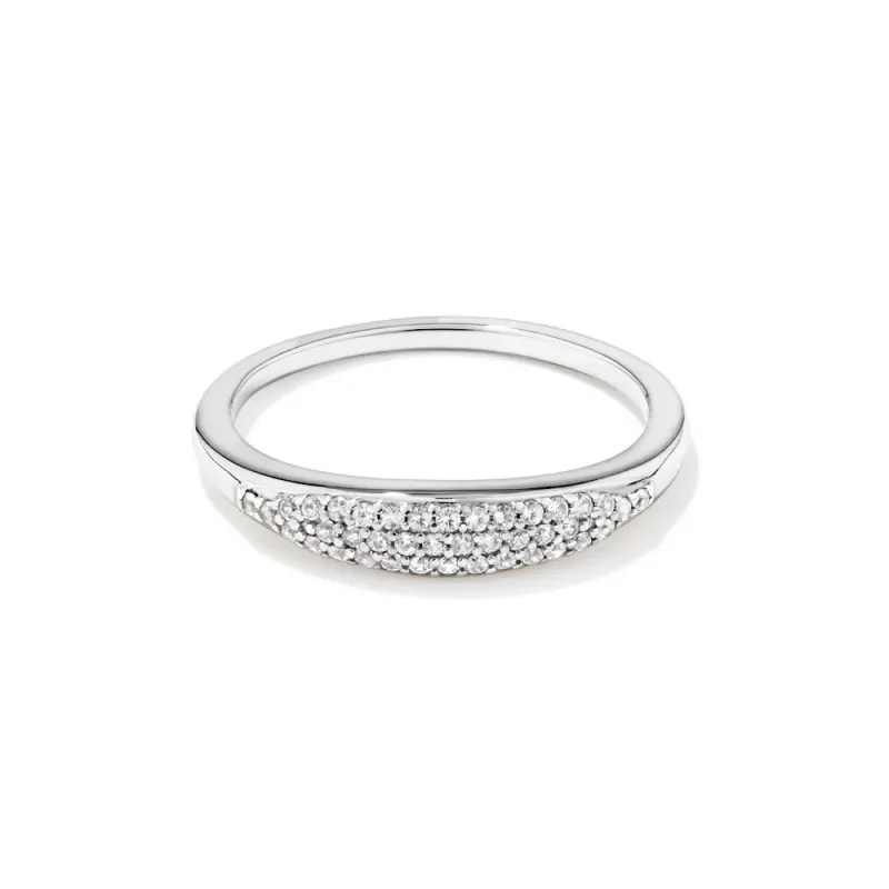 Pave Cubic Zirconia 3mm Dome Ring in Sterling Silver