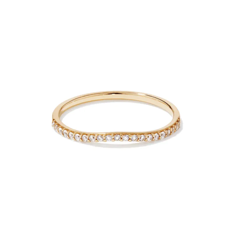 Cubic Zirconia Pave Chevron Ring in 9kt Yellow Gold