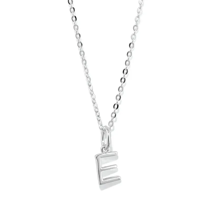 45cm Initial E Pendant Necklace in Sterling Silver