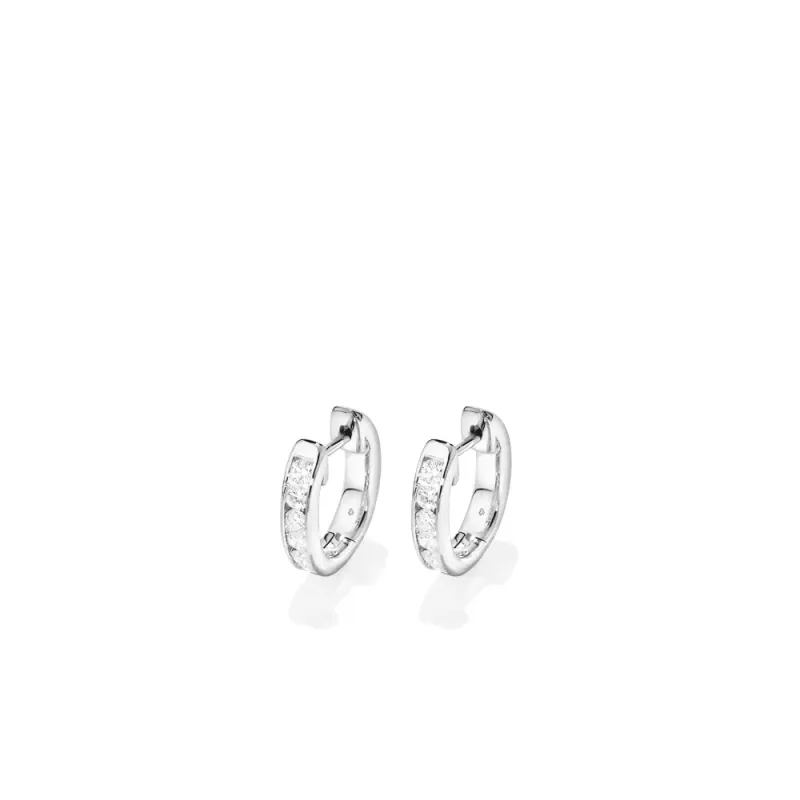 Channel Set Hoop Earrings with 0.50tw of Laboratory-Grown Diamonds in Sterling Silver and Platinum