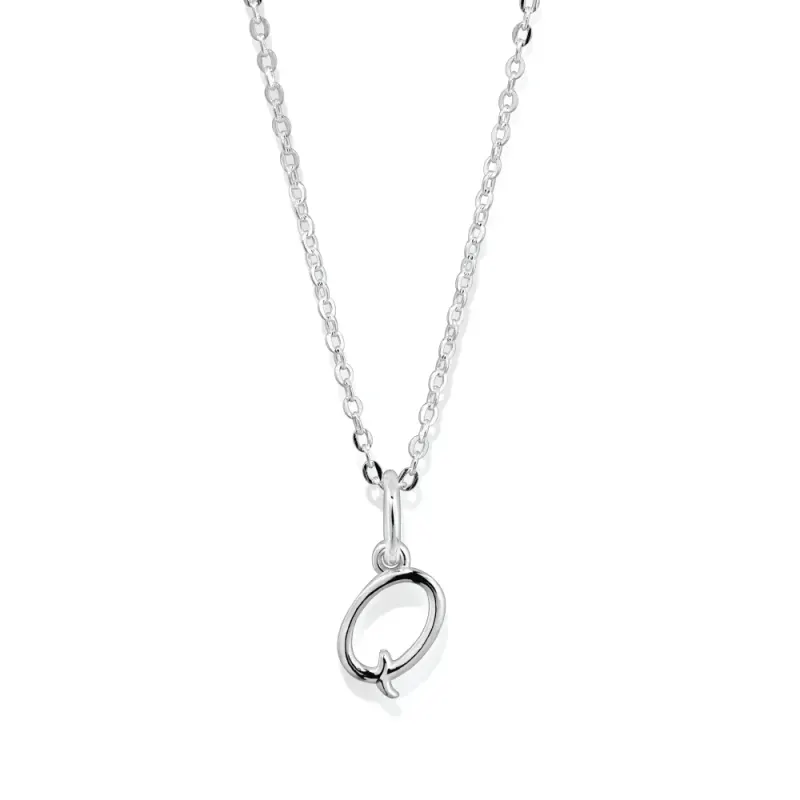 45cm Initial Q Pendant Necklace in Sterling Silver