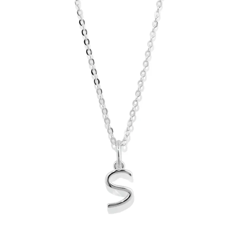 45cm Initial S Pendant Necklace in Sterling Silver