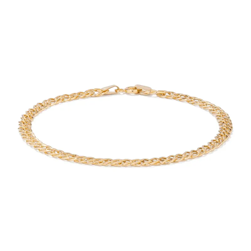 19cm Open Double Curb Bracelet in 9kt Yellow Gold
