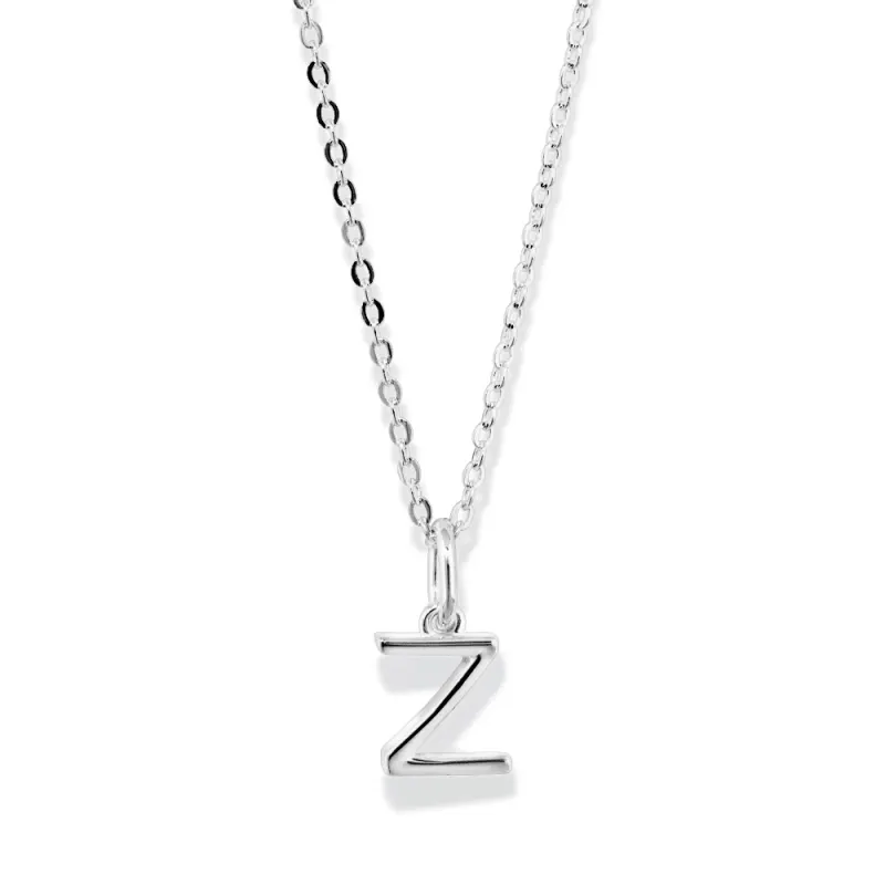 45cm Initial Z Pendant Necklace in Sterling Silver
