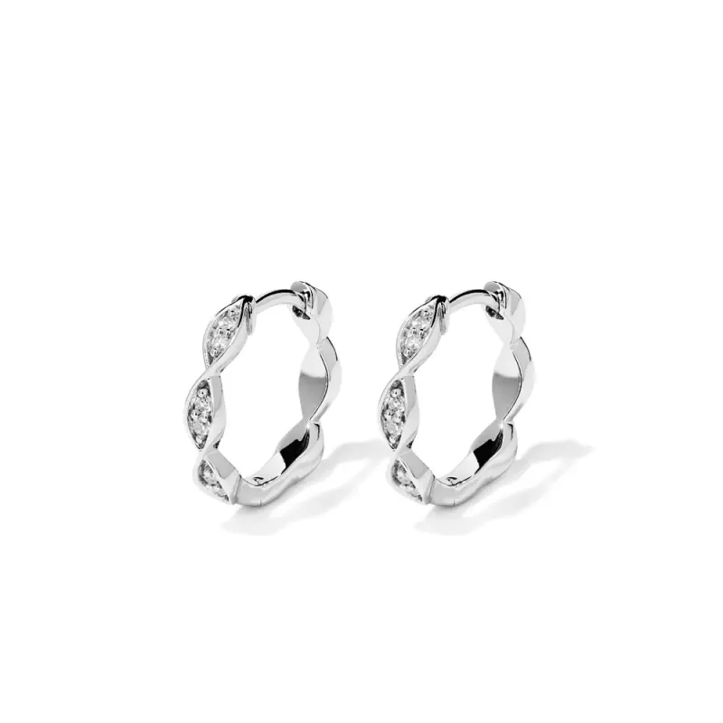 Twist Huggie Earrings with 0.10tw of Laboratory-Grown Diamonds in Sterling Silver and Platinum