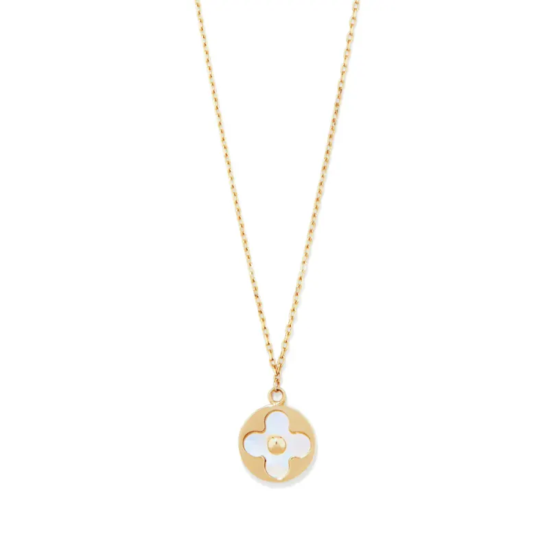 45cm Mother of Pearl Cut-Out Clover Pendant Necklace in 9kt Yellow Gold