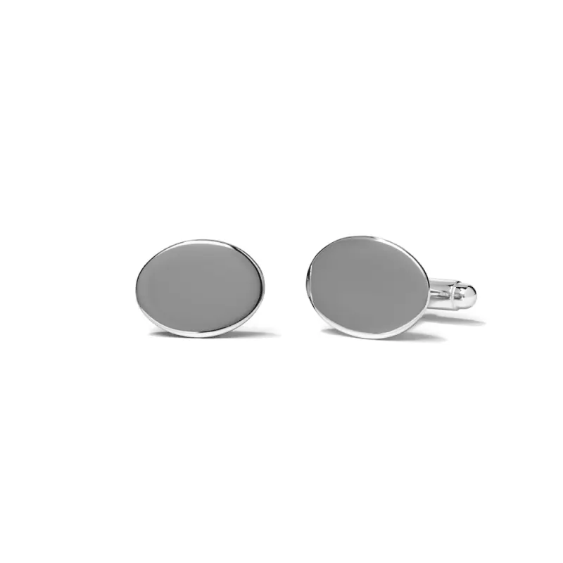 Polished Oval Cufflinks in Sterling Silver