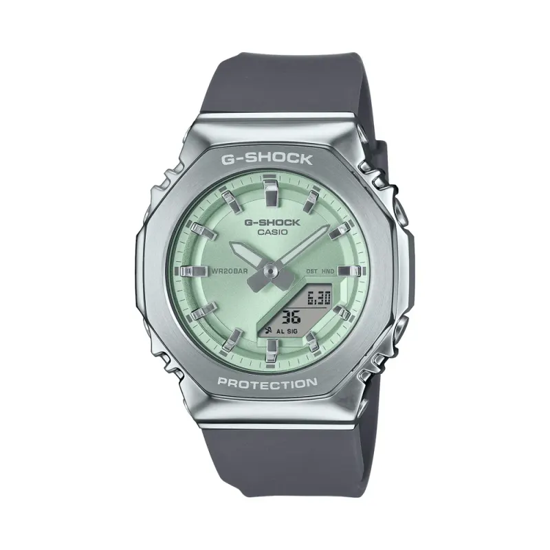 Casio G Shock G Steel Silver and Green Digital Watch GMS2110-3A