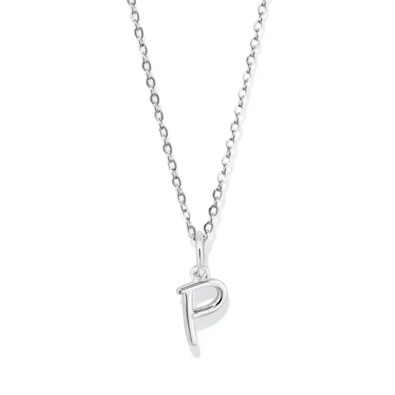 45cm Initial P Pendant Necklace in Sterling Silver