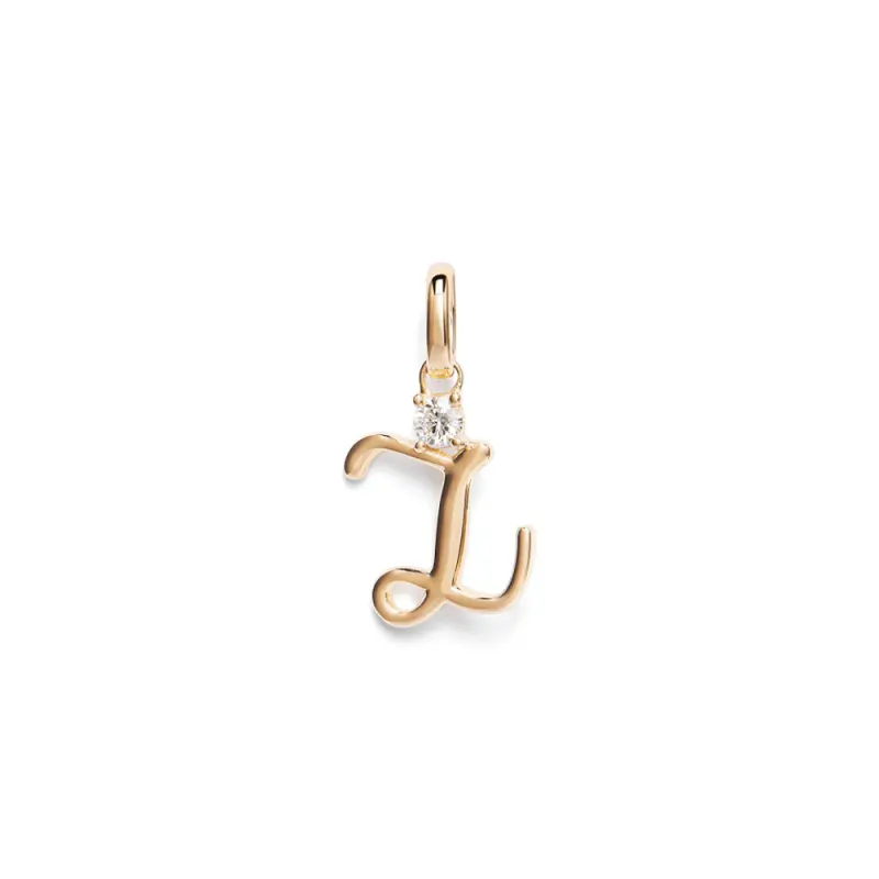 Initial Z Pendant with Solitaire 0.05ct Laboratory-Grown Diamond in 9kt Yellow Gold