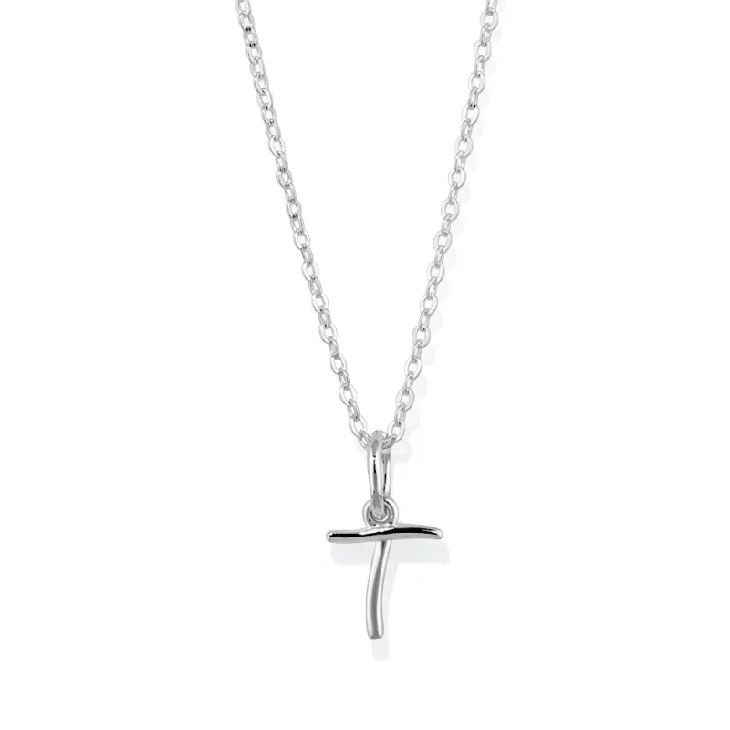 45cm Initial T Pendant Necklace in Sterling Silver