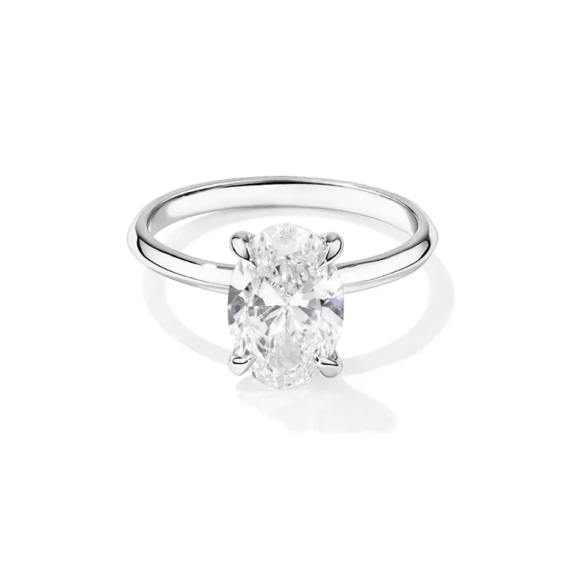 2.00ct Oval Solitaire Laboratory-Grown Diamond Ring in Sterling Silver and Rhodium