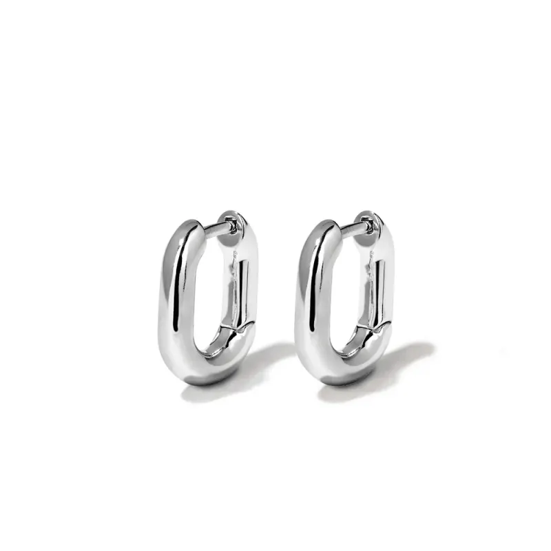 Paperclip Huggie Earrings in Sterling Silver