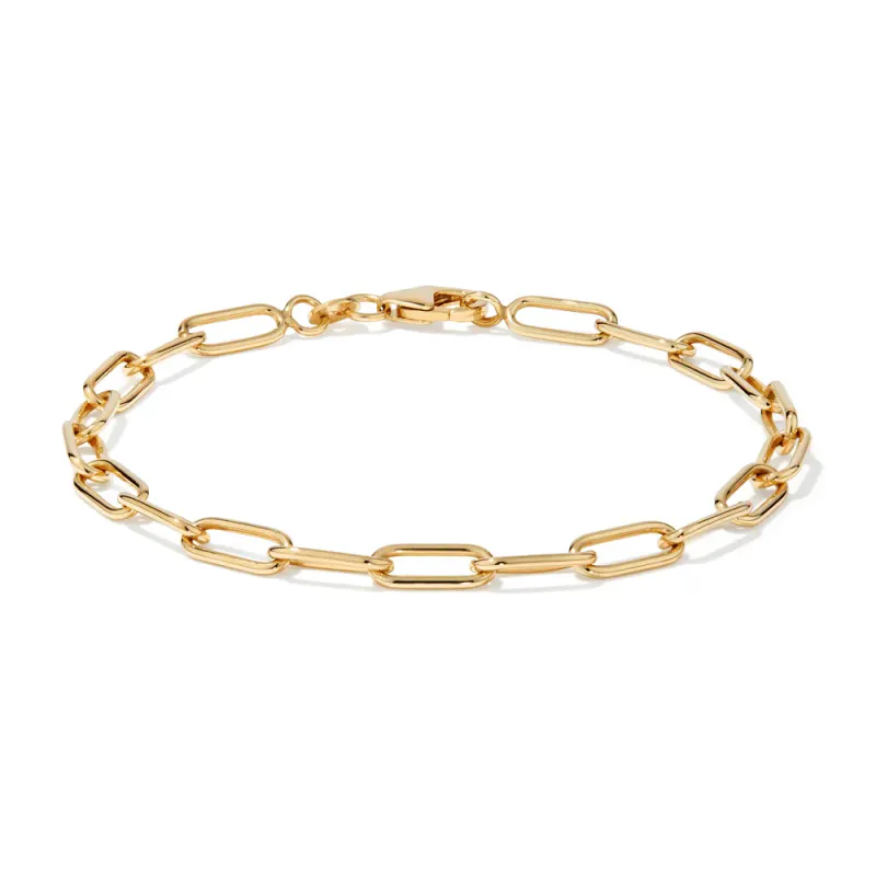 19cm 4mm Width Paperclip Bracelet in 9kt Bonded Gold