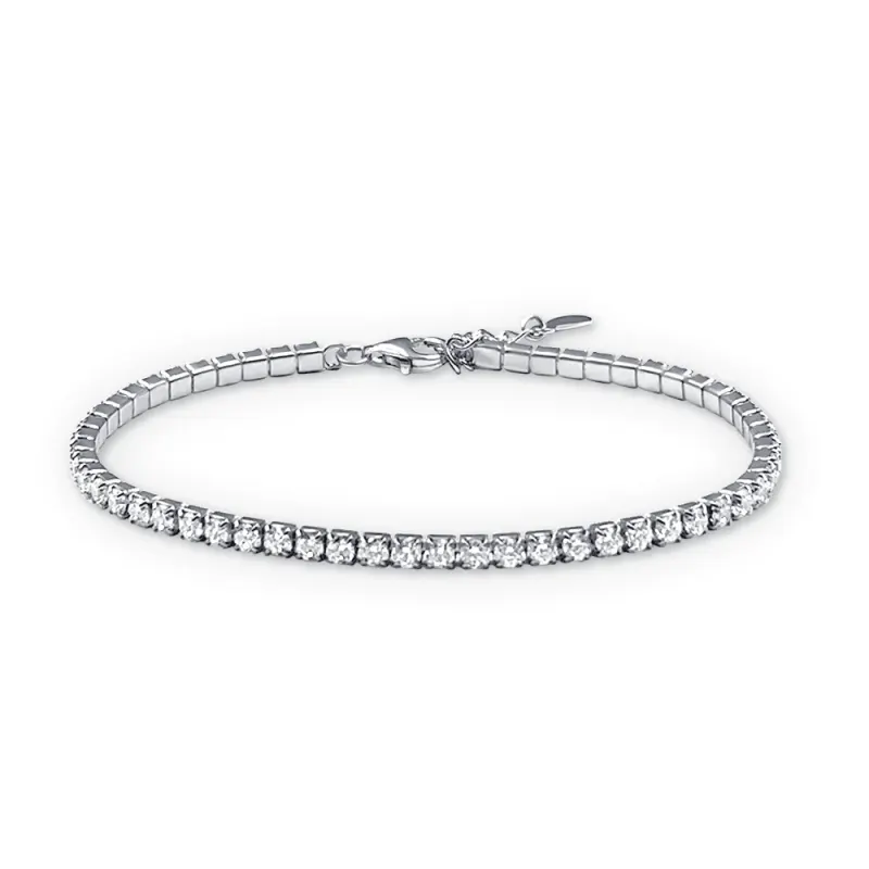 20cm 2mm Width Claw Set Cubic Zirconia Tennis Bracelet in Sterling Silver