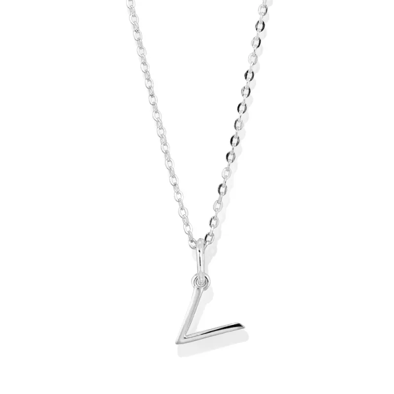45cm Initial V Pendant Necklace in Sterling Silver