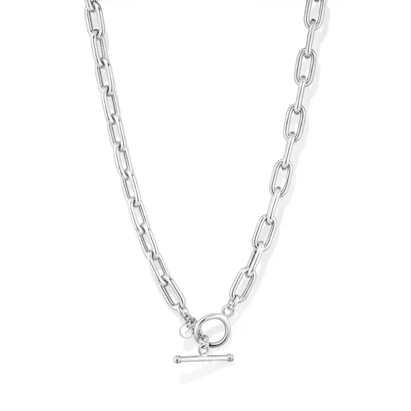 45cm 8mm Width T-Bar Paperclip Necklace in Sterling Silver