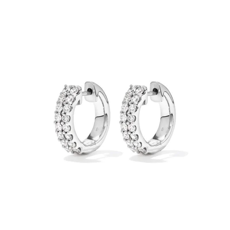 Double Row Hoop Earrings with 1.00tw of Laboratory-Grown Diamonds in Sterling Silver and Platinum