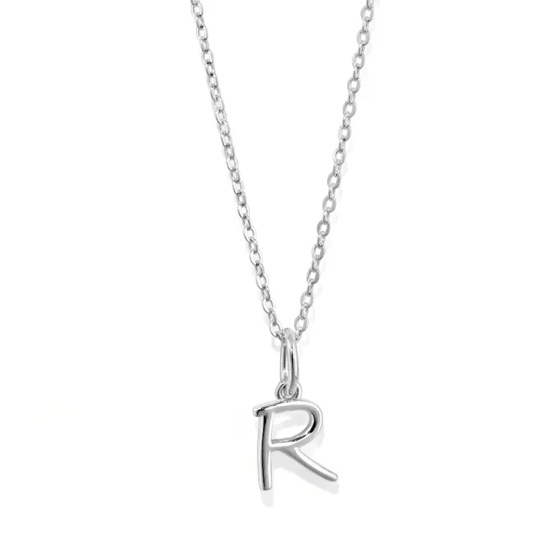45cm Initial R Pendant Necklace in Sterling Silver