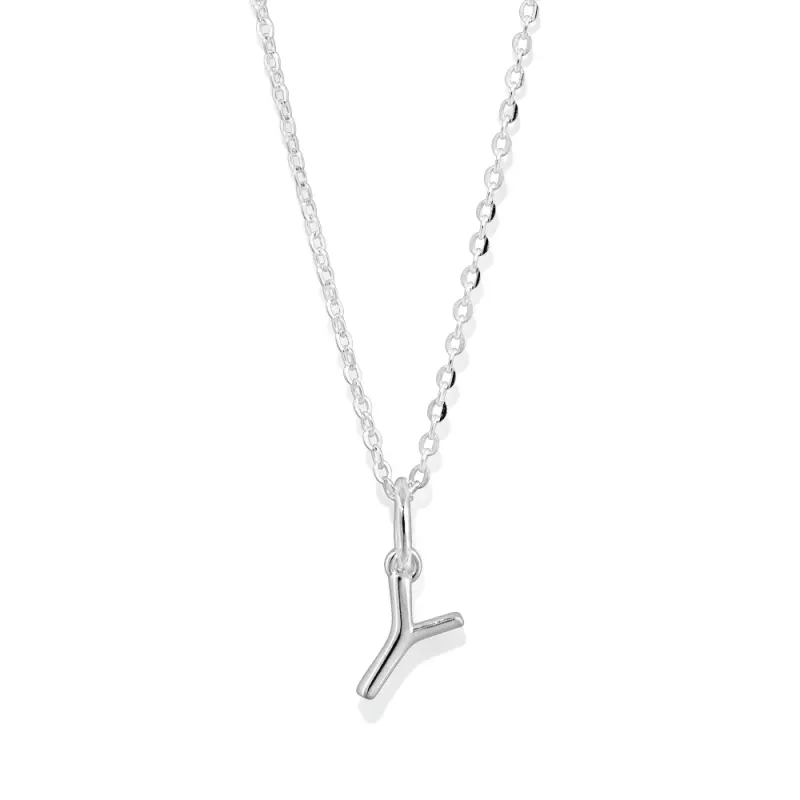 45cm Initial Y Pendant Necklace in Sterling Silver