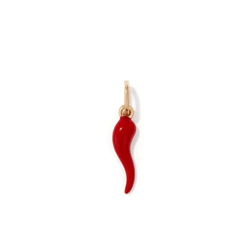 15mm Red Enamel Cornicello Pendant in Bonded 9kt Gold