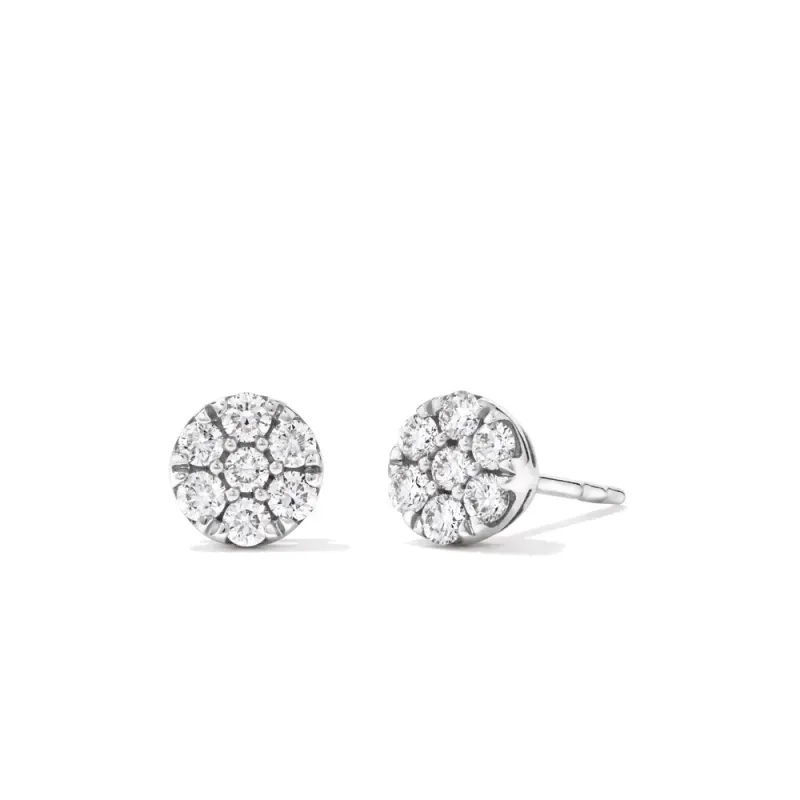Cluster Stud Earrings with 0.50tw of Laboratory-Grown Diamonds in Rhodium Plated Sterling Silver