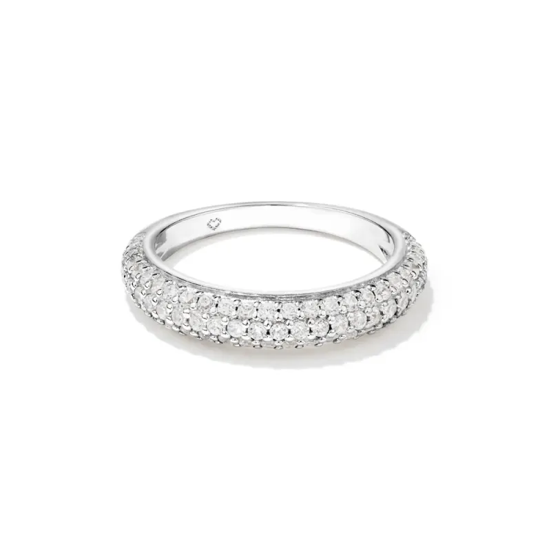 4mm Cubic Zirconia Dome Ring in Rhodium Plated Sterling Silver