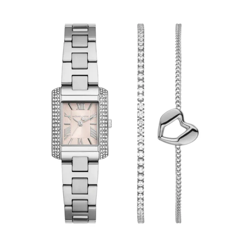Michael Kors Emery Three-Hand Stainless Steel Watch and Bracelets Gift Set MK7514SET