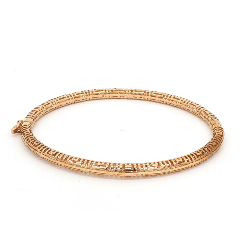 65mm Etched Patterned Bangle in 9kt Yellow Gold