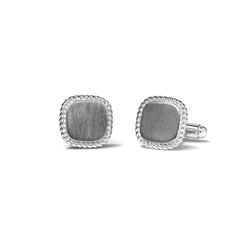 Rope-Edge Square Cufflinks in Sterling Silver
