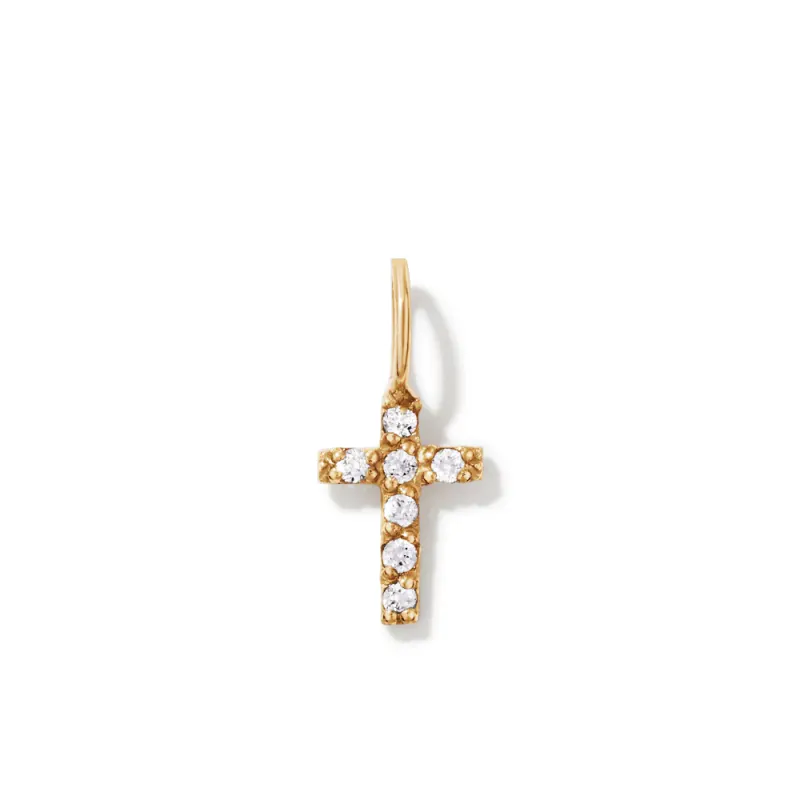 11mm Cubic Zirconia Cross Pendant in 9kt Yellow Gold
