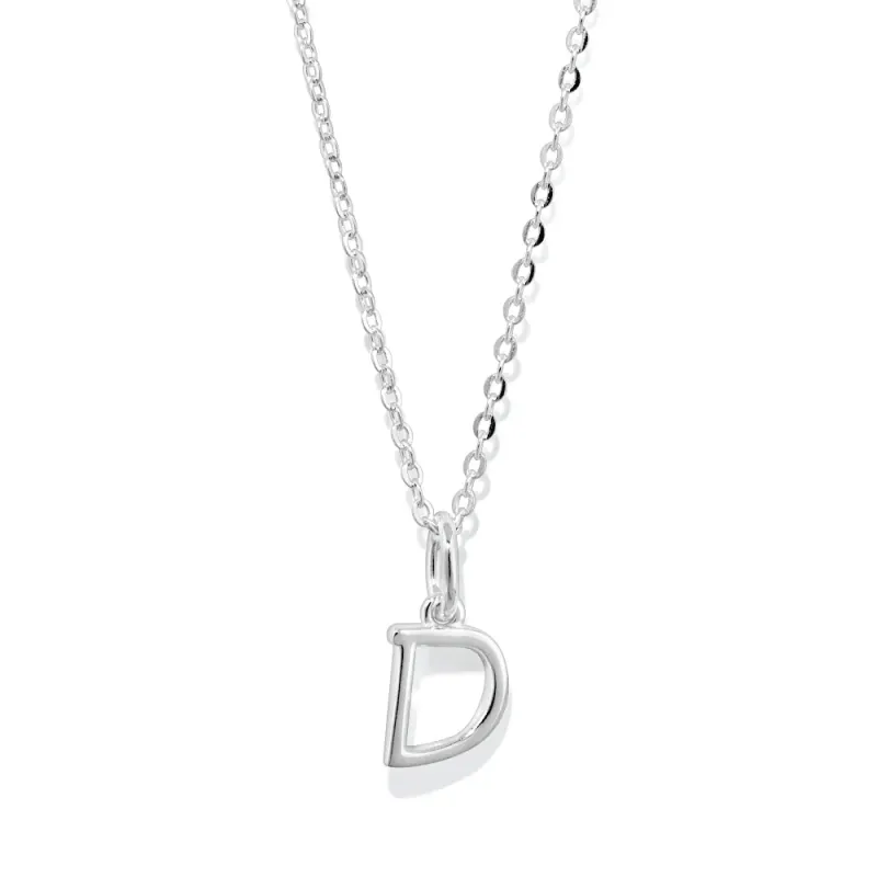 45cm Initial D Pendant Necklace in Sterling Silver