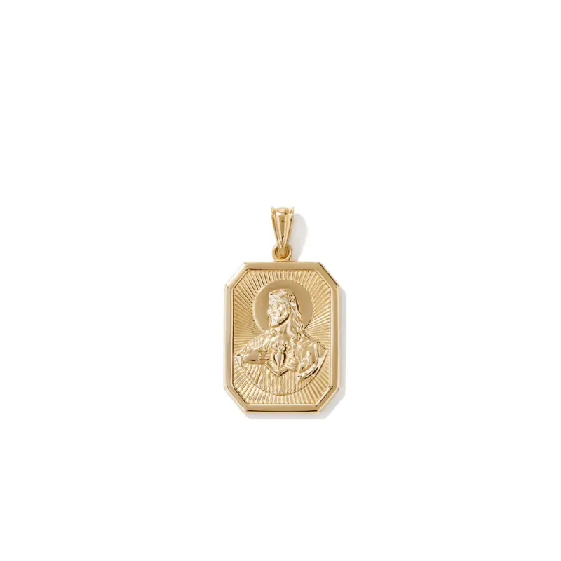 32mm Square Jesus Medalion in 9kt Bonded Gold Silver Filled