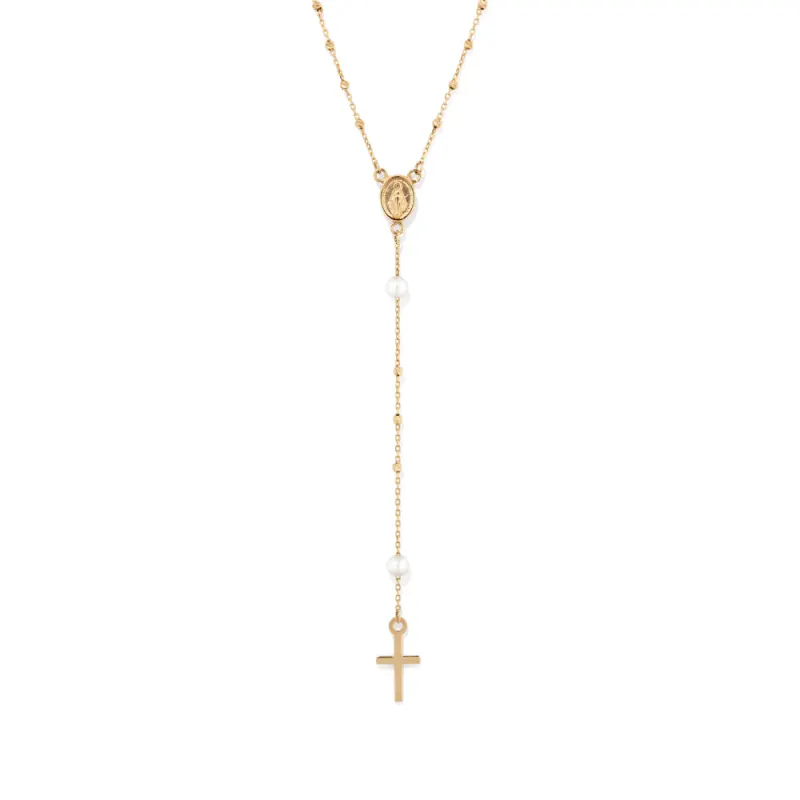 51cm Rosary with Pearls in 9kt Yellow Gold