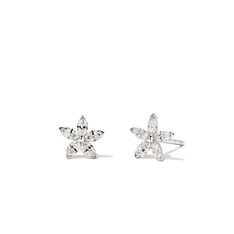 Marquise Stud Earrings with 0.30tw of Laboratory-Grown Diamonds in Sterling Silver and Platinum