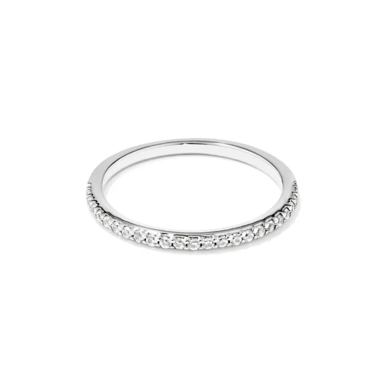 Cubic Zirconia Pave 1mm Ring in Sterling Silver