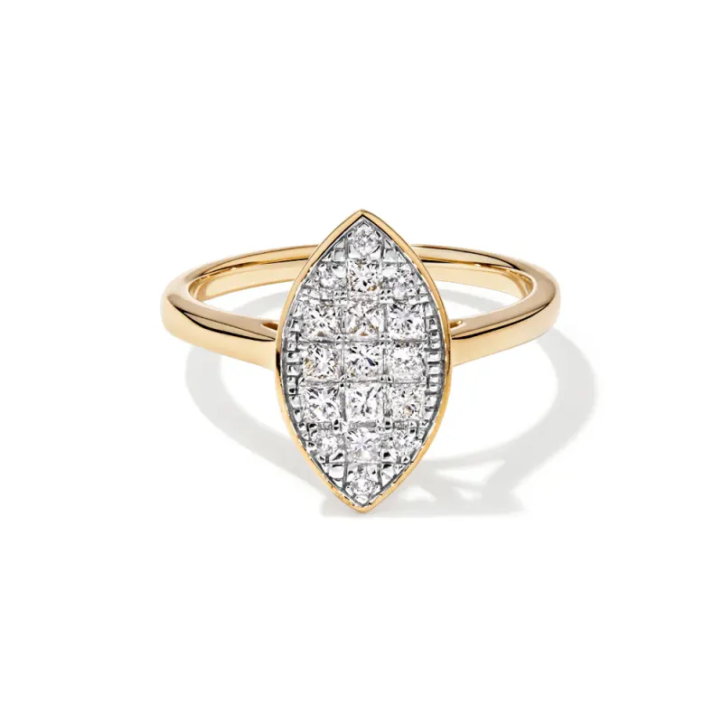 Marquise Shape Ring with 0.50tw of Diamonds in 9kt Yellow Gold
