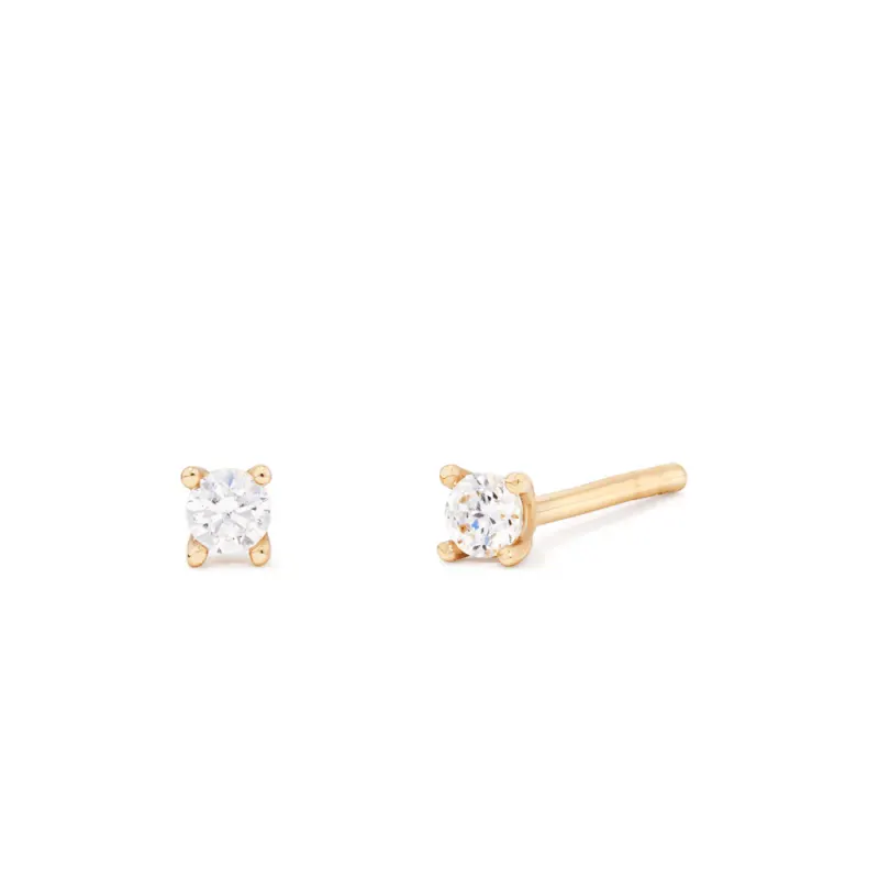 2mm Cubic Zirconia Claw Stud Earrings in 9kt Yellow Gold