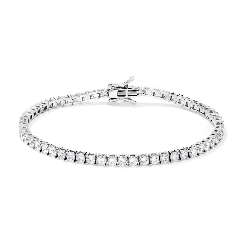 19cm 3mm Width Claw Set Cubic Zirconia Tennis Bracelet in Sterling Silver