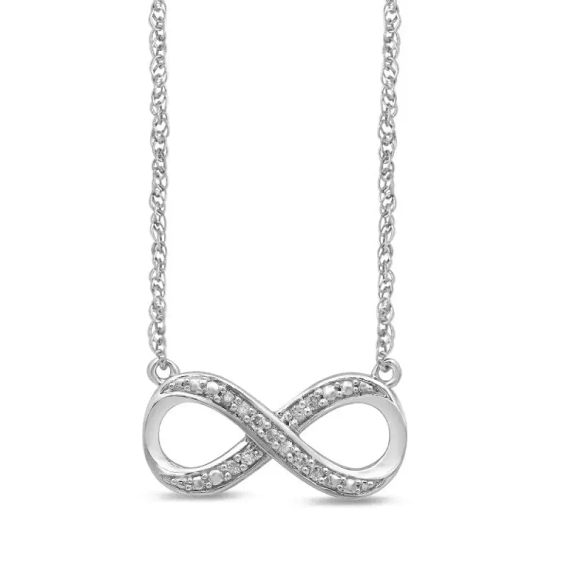 48cm Infinity Necklace with 0.05tw of Diamonds in Sterling Silver