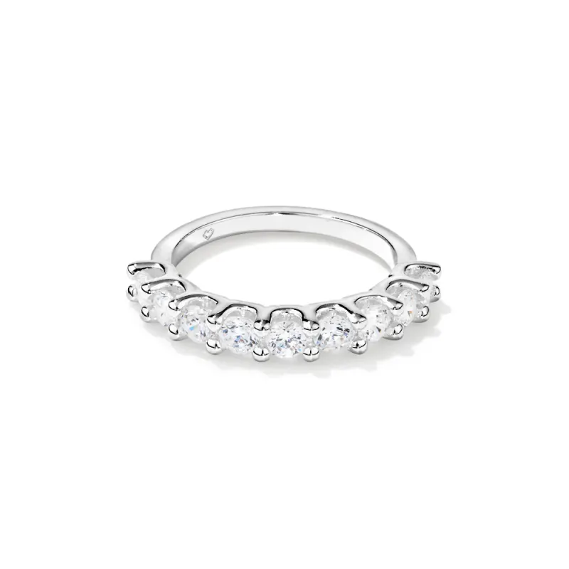 3mm Cubic Zirconia Wedding Ring in Rhodium Plated Sterling Silver