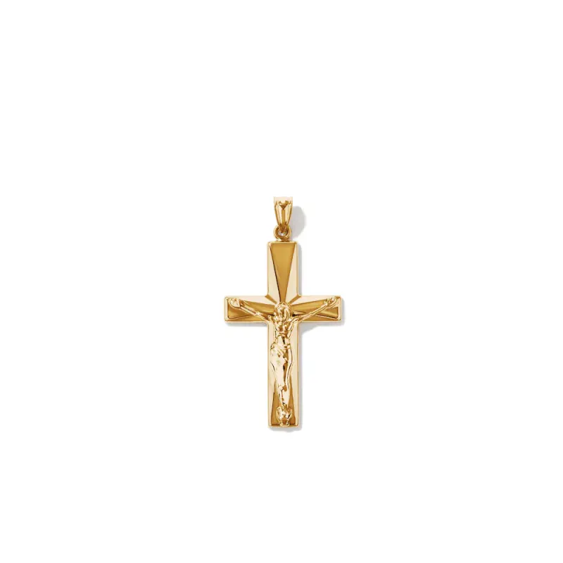 44mm Squared Crucifix Pendant in 9kt Bonded Gold Silver Filled