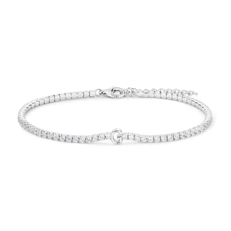 20cm Initial G Cubic Zirconia Tennis Bracelet in Sterling Silver