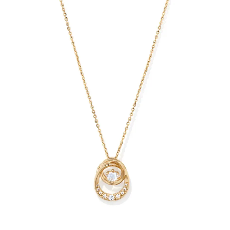 43cm Cubic Zirconia Twist Pendant Necklace in 9kt Bonded Gold Silver Filled