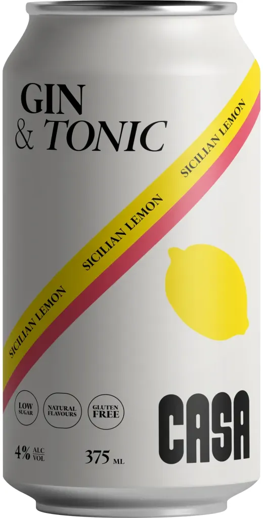 Casa Spirits Gin & Tonic with Sicilian Lemon 24 Pack Cans 375ml