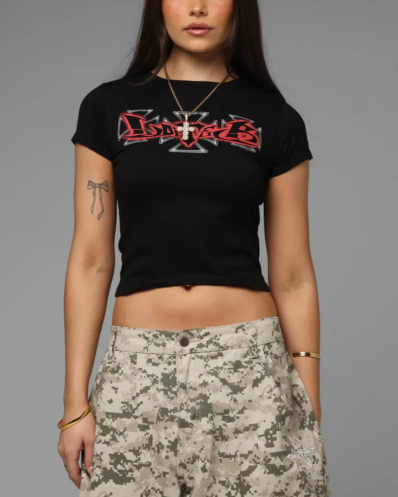 Loiter Women's Holy Fire Crop T-Shirt Black
