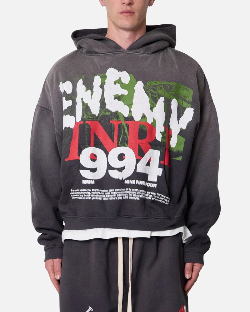 MNML Enemy Hoodie Washed Black