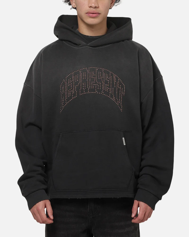 Represent Embellished Hoodie Stained Black