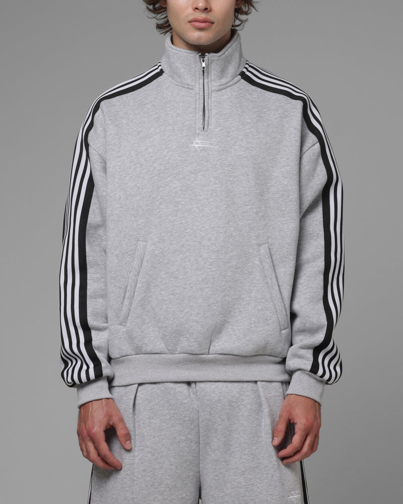 Loiter Hybrid Track Quarter Zip Grey Marle